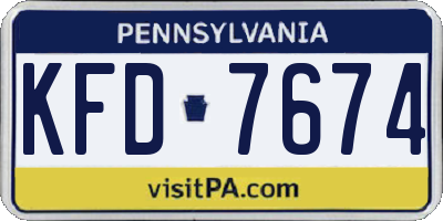 PA license plate KFD7674
