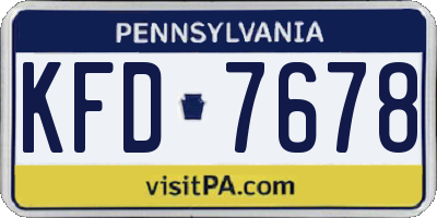 PA license plate KFD7678