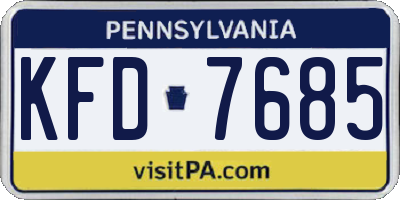 PA license plate KFD7685
