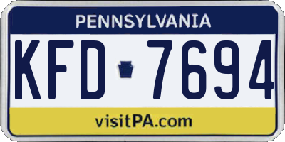 PA license plate KFD7694