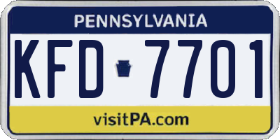 PA license plate KFD7701