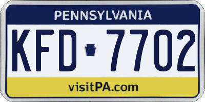 PA license plate KFD7702