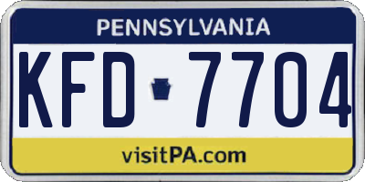 PA license plate KFD7704