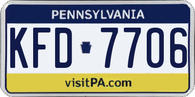 PA license plate KFD7706