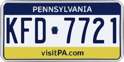 PA license plate KFD7721