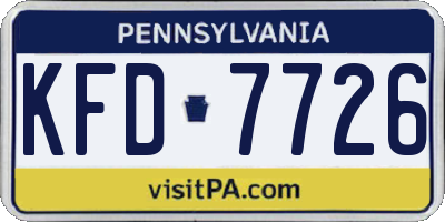 PA license plate KFD7726