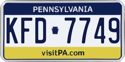 PA license plate KFD7749