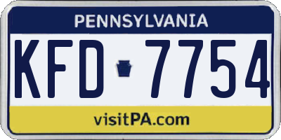PA license plate KFD7754