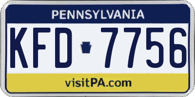 PA license plate KFD7756