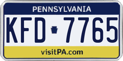 PA license plate KFD7765