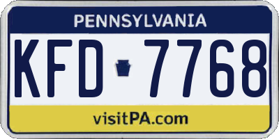 PA license plate KFD7768