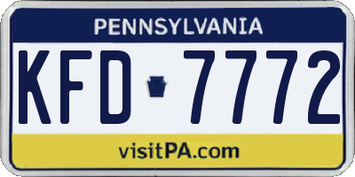 PA license plate KFD7772