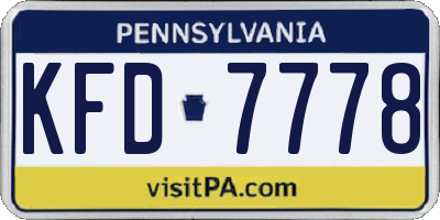 PA license plate KFD7778