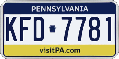 PA license plate KFD7781