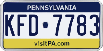 PA license plate KFD7783