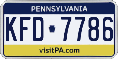 PA license plate KFD7786
