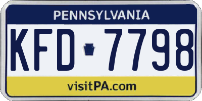 PA license plate KFD7798