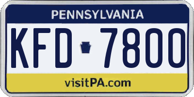 PA license plate KFD7800