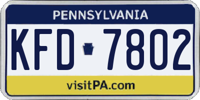 PA license plate KFD7802