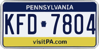 PA license plate KFD7804