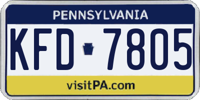PA license plate KFD7805