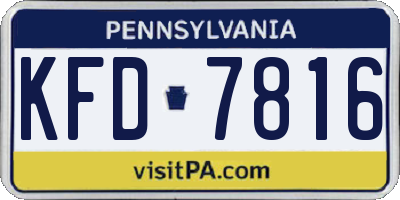 PA license plate KFD7816