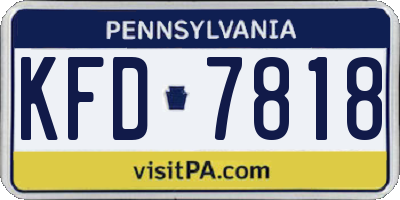 PA license plate KFD7818