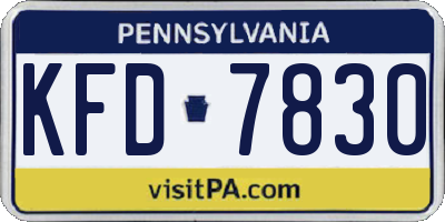 PA license plate KFD7830