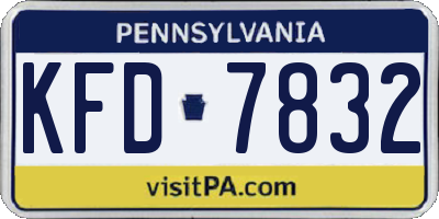 PA license plate KFD7832