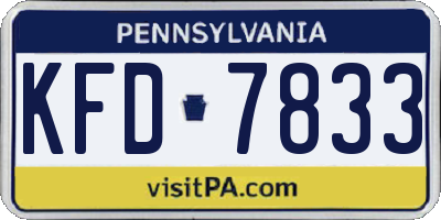 PA license plate KFD7833