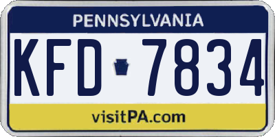 PA license plate KFD7834