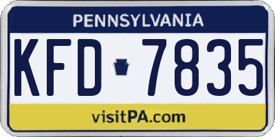 PA license plate KFD7835
