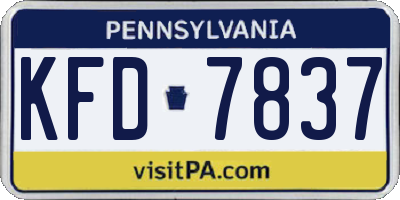 PA license plate KFD7837