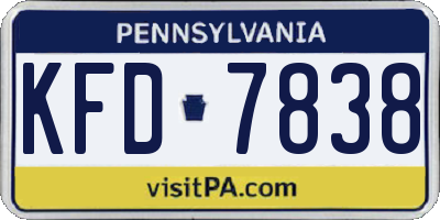 PA license plate KFD7838