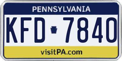 PA license plate KFD7840