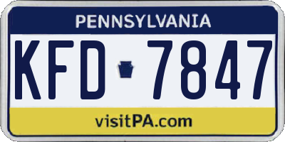 PA license plate KFD7847