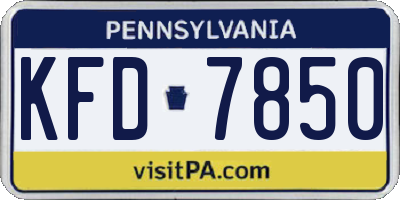 PA license plate KFD7850
