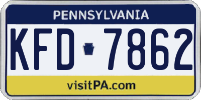 PA license plate KFD7862