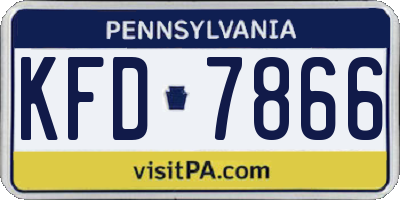 PA license plate KFD7866