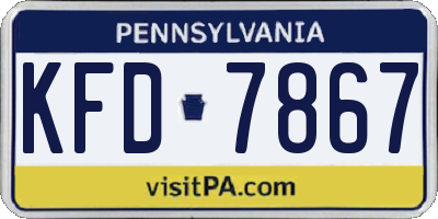 PA license plate KFD7867