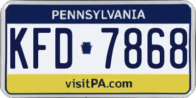 PA license plate KFD7868
