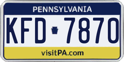 PA license plate KFD7870
