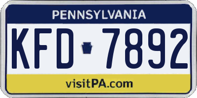PA license plate KFD7892