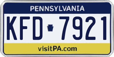 PA license plate KFD7921