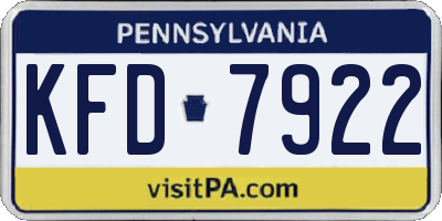 PA license plate KFD7922