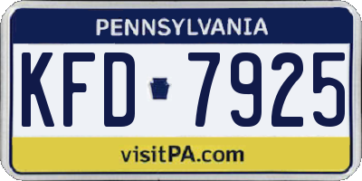 PA license plate KFD7925