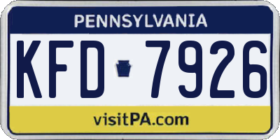 PA license plate KFD7926