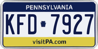 PA license plate KFD7927