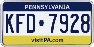 PA license plate KFD7928
