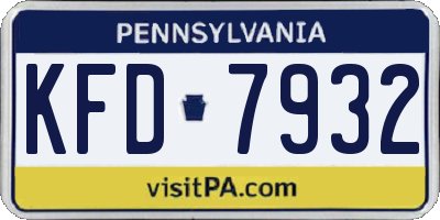 PA license plate KFD7932